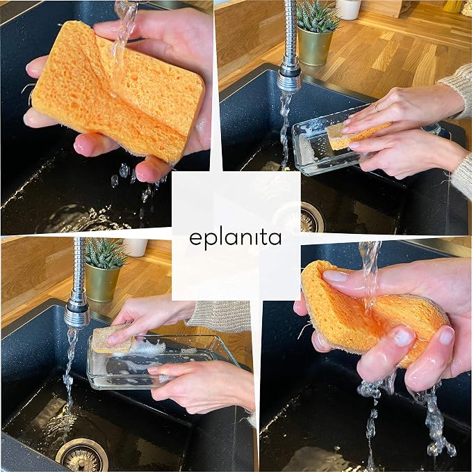 eplanita Natural Plant Based Scrub Sponges, Non-Scratch, Biodegradable Eco - Image 3