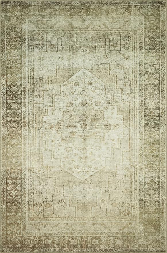 Loloi Magnolia Home by Joanna Gaines Banks Collection BAN-06 Natural/Granite 3'-6" x 5'-6" .13" Pile Height, Machine Washable, Accent Rug