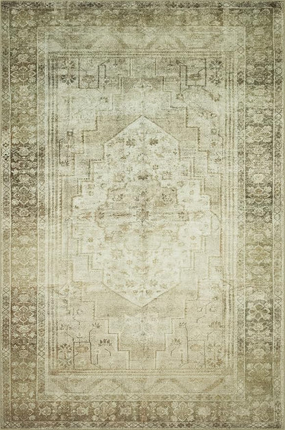Loloi Magnolia Home by Joanna Gaines Banks Collection BAN-06 Natural/Granite 3'-6" x 5'-6" .13" Pile Height, Machine Washable, Accent Rug