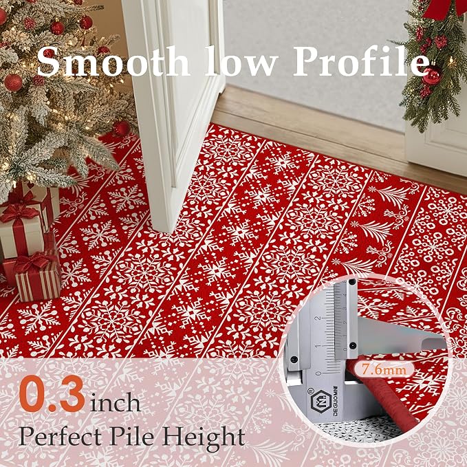 2x6 Runner Rug Red Christmas Hallway Carpet Xmas Holiday Decor Bedroom Carpet - Image 3