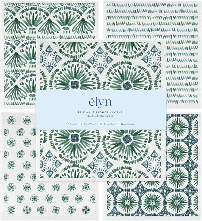 ELYN Swedish Dishcloths, Reusable & Washable Sponge Cloths, Absorbent Cleaning by ELYN