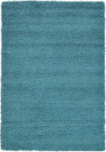Unique Loom Solid Shag Collection Area Rug (4' 1" x 6' 1" Rectangle, Deep Aqua Blue)