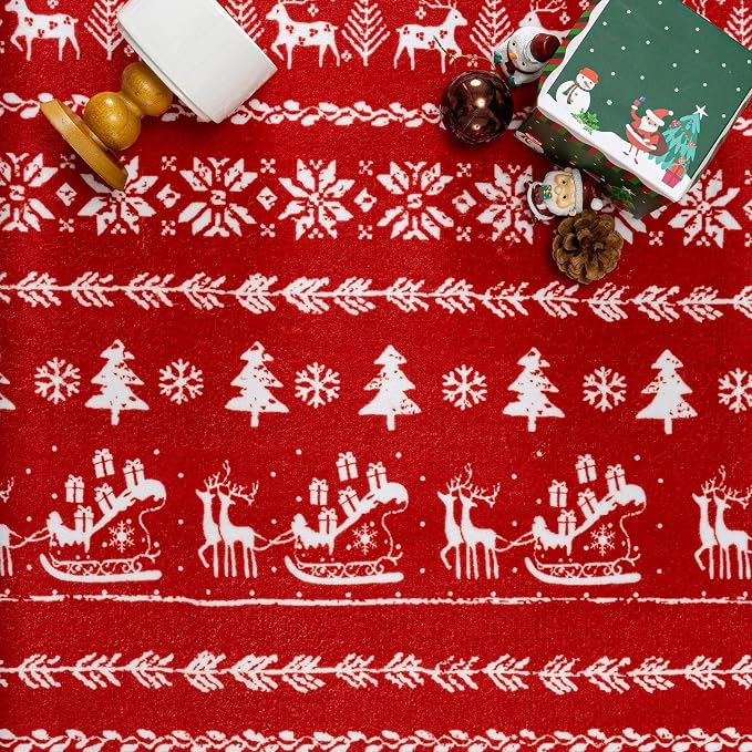 Christmas Area Rug 3x5 Red Office Washable Carpet Xmas Snowflake Holiday Decor - Image 5