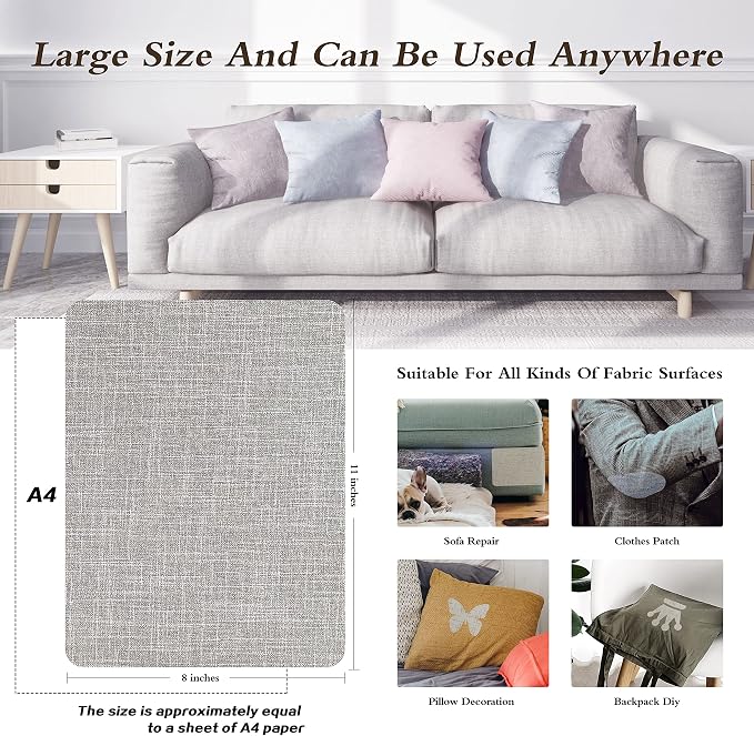 Fine Linen Repair Patches, Self-Adhesive Linen Fabric Patches, 8X11 inch Extra - Image 4