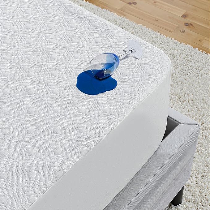 Waterproof Mattress Protector Queen Mattress Pad, Deep Stretchable Pocket Bed Cover, Machine Washable Soft Breathable Noiseless Mattress Protection for Household Guest Bedroom Home Hotel