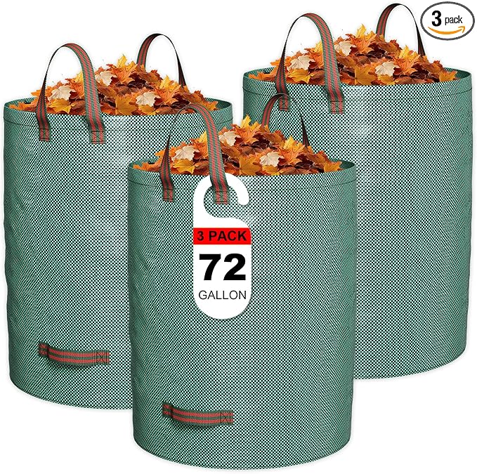 GreatBuddy 72 Gallon Reusable Yard Waste Bag, Heavy Duty, 3 Pack Upright Lawn by GreatBuddy