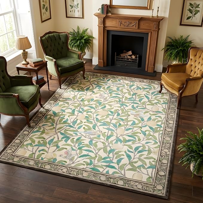 GarveeHome Boho Leaf Rugs for Bedroom, 5x7 Area Rugs for Living Room by GarveeHome