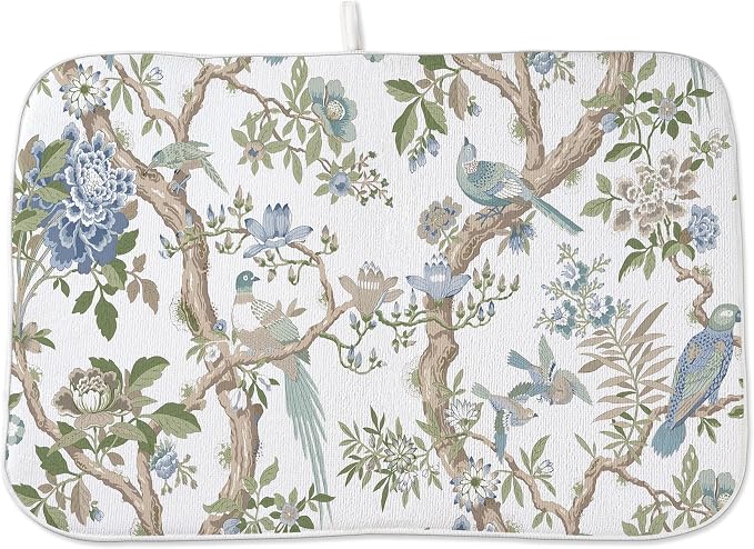 Chinoiserie Dish Drying Mat 18x24 Inches by OFIRD