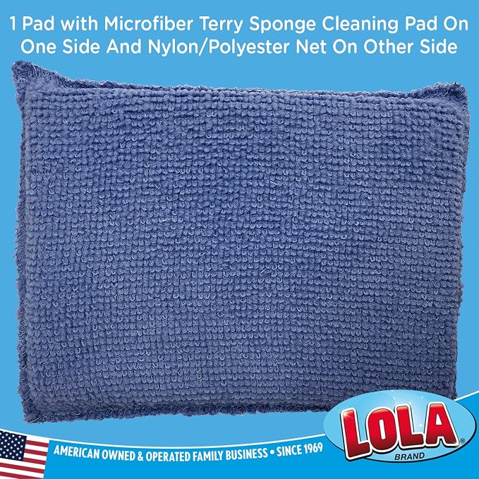 LOLA Microfiber Terry & Nylon Net Sponge Scrubber Pad, 6 Pack, Non Scratch - Image 2