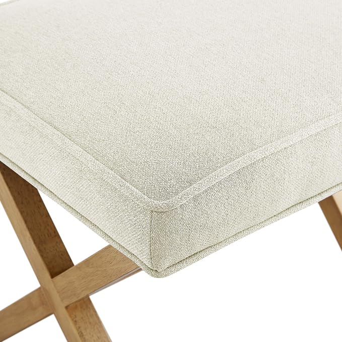 Amazon Basics Small Ottoman Foot Rest, Mid-Century Modern X Square Polyester - Image 5