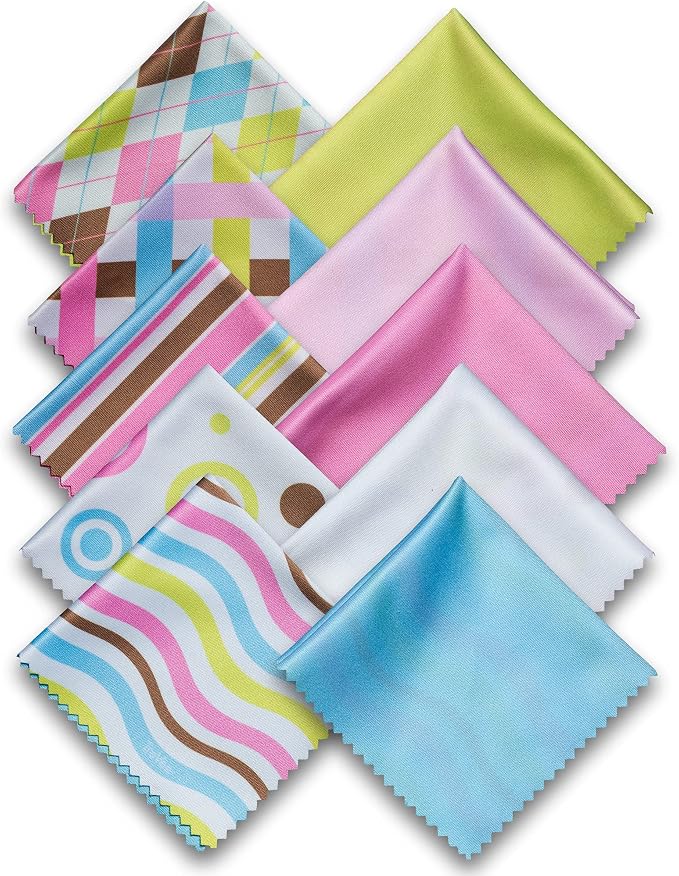 10 Pack Cute Geo-Design Multicolor Microfiber Cleaning Cloths by ShowyourglassessomeLove
