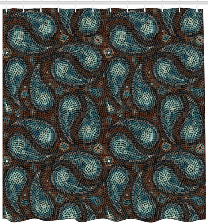 Ambesonne Paisley Shower Curtain, Modern Mosaic Like Circled Design - Image 2