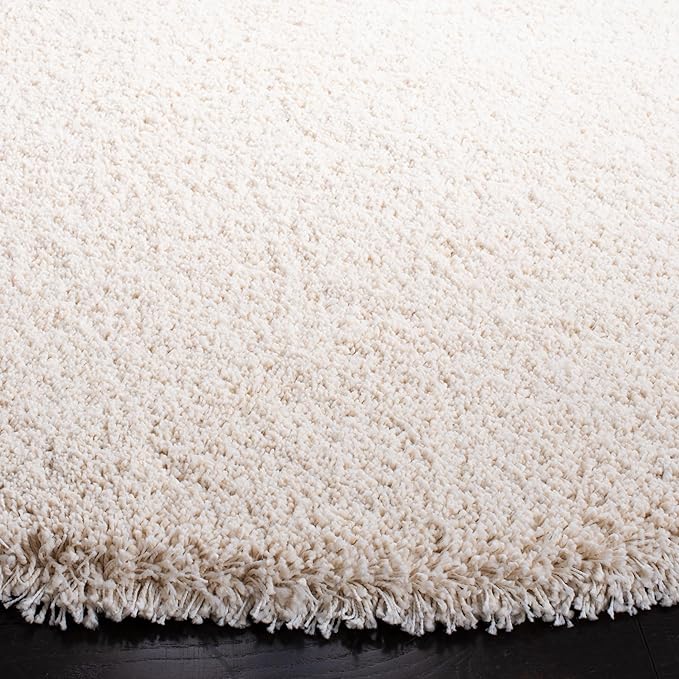 SAFAVIEH Milan Shag Collection Area Rug - 5'1" Round, Ivory, Solid Design, Non-Shedding & Easy Care, 2-inch Thick Ideal for High Traffic Areas in Living Room, Bedroom (SG180-1212)