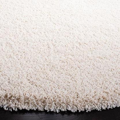 SAFAVIEH Milan Shag Collection Area Rug - 5'1" Round, Ivory, Solid Design, Non-Shedding & Easy Care, 2-inch Thick Ideal for High Traffic Areas in Living Room, Bedroom (SG180-1212)