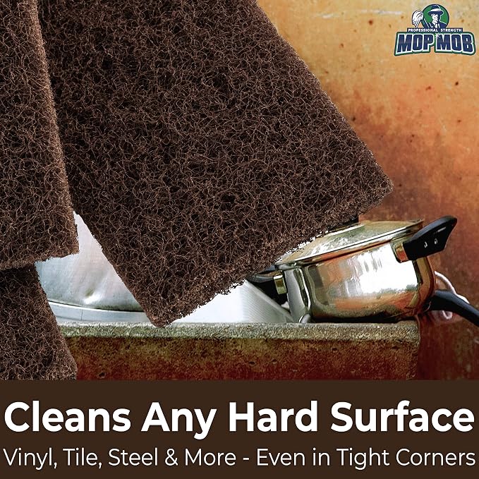 Heavy Duty XL Brown Scouring Pad 5 Pack. 10 x 4.5in Large Multipurpose Nylon - Image 5