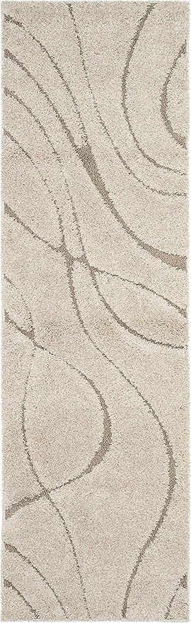SAFAVIEH Florida Shag Collection Runner Rug - 2'3" x 19', Cream & Beige, Non-Shedding & Easy Care, 1.2-inch Thick Ideal for High Traffic Areas in Living Room, Bedroom (SG471-1113)