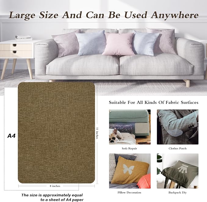 Fine Linen Fabric Patches, Self-Adhesive, 8x11 inch Extra Size, - Image 4