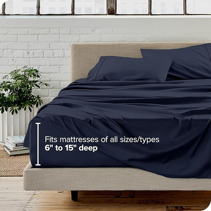 Bare Home California King Sheet Set - 1800 Ultra-Soft Microfiber Cal King Bed Sheets - Double Brushed - Deep Pockets - Easy Fit - 4 Piece Set - Bed Sheets (California King, Midnight Blue)