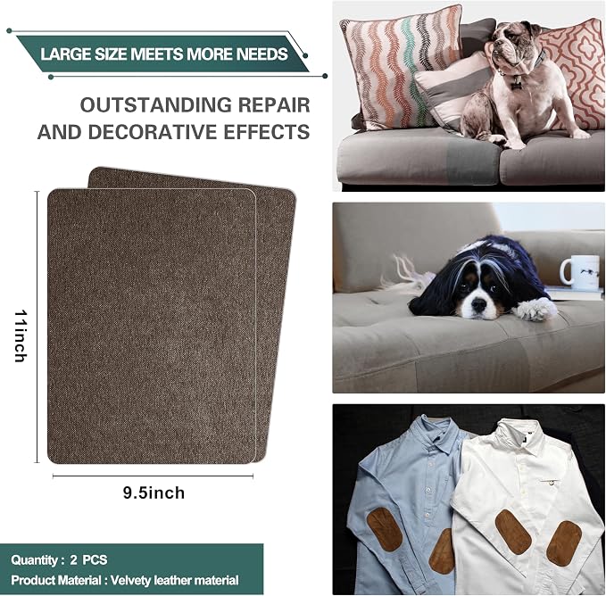 Azobur Couch Patch Repair Fabric, Microfiber Fabric, Self-Adhesive, - Image 2
