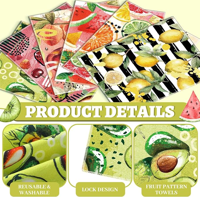 36 Pack Fruit Reusable Cleaning Cloths Washable Cotton Kitchen Towels - Image 2