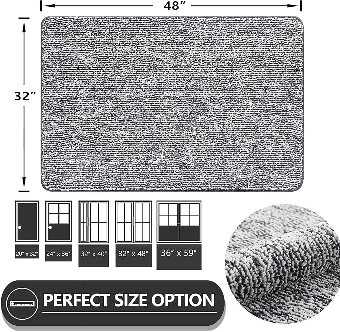 REFETONE Indoor Doormat, Front Door Mat 32"x48" Absorbent Rubber Backing Non - Image 2