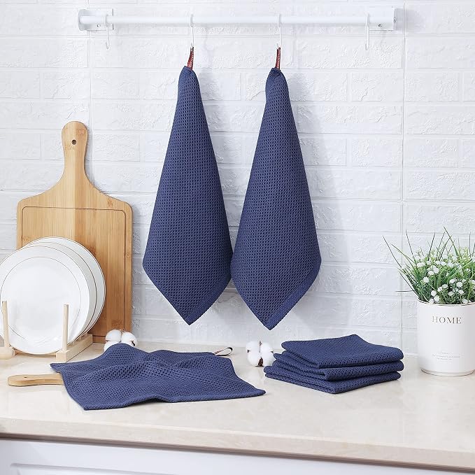 Kitinjoy 100% Cotton Kitchen Dish Cloths, 8 Pack Waffle Weave Ultra Soft - Image 6