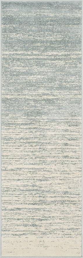 SAFAVIEH Adirondack Collection Runner Rug - 2'6" x 22', Slate & Cream, Modern Ombre Design, Non Shedding & Easy to Clean, Ideal for Hallway, Foyer, Kitchen, Entryway, Bedroom (ADR113T)