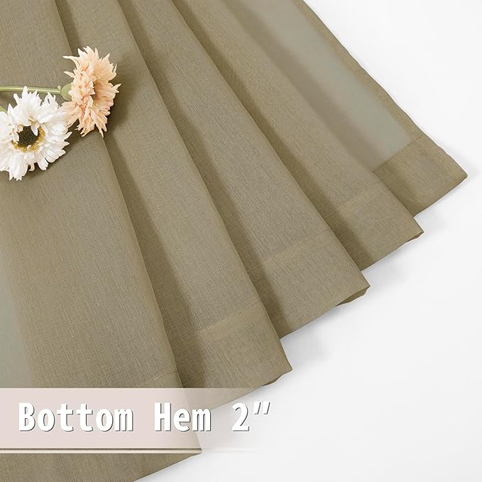 Tollpiz Short Sheer Door Curtain Closet Linen Textured Curtain Sheers Doorway - Image 7