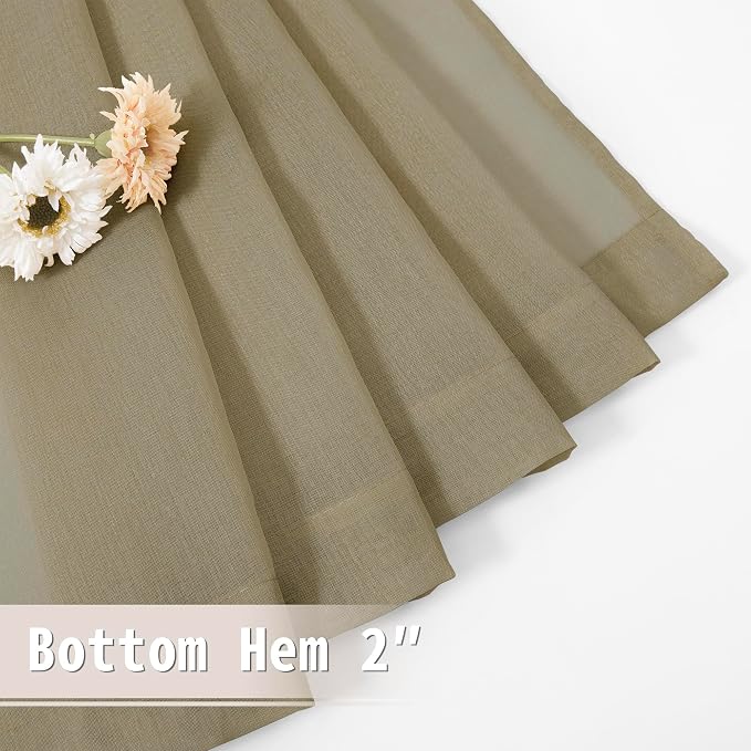 Tollpiz Short Sheer Door Curtains Closet Linen Textured Curtains Sheer Doorway - Image 7