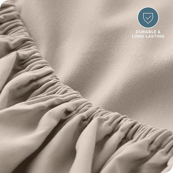 Bare Home Fitted Bottom Sheet Full Size - Premium 1800 Microfiber - Ultra-Soft Hotel Luxury - Deep Pocket - Durable and Long Lasting (Full, Pebble)