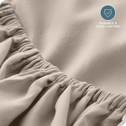 Bare Home Fitted Bottom Sheet Full Size - Premium 1800 Microfiber - Ultra-Soft Hotel Luxury - Deep Pocket - Durable and Long Lasting (Full, Pebble)