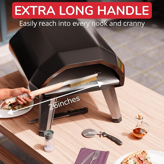 26” Pizza Oven Brush with Stone Scraper - Image 2