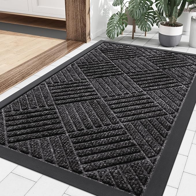 Smiry Front Door Mat Outside Entrance, Heavy Duty Outdoor Indoor Natural Rubber by Smiry