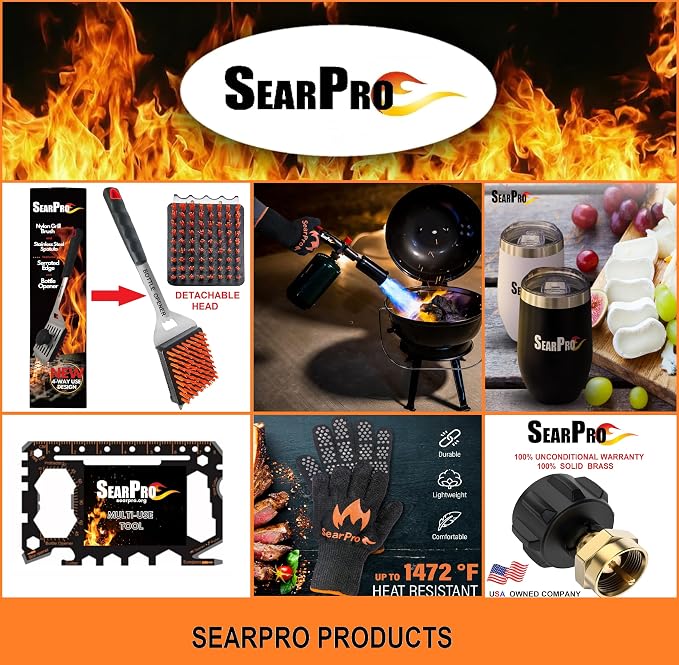 4-in-1 Grill Brush Combo by SearPro BBQ Cleaner Scraper Barbecue Tool - Image 3