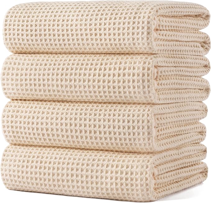 POLYTE Microfiber Oversize Quick Dry Lint Free Bath Towel, 60 x 30 in, 4 Pack by Polyte