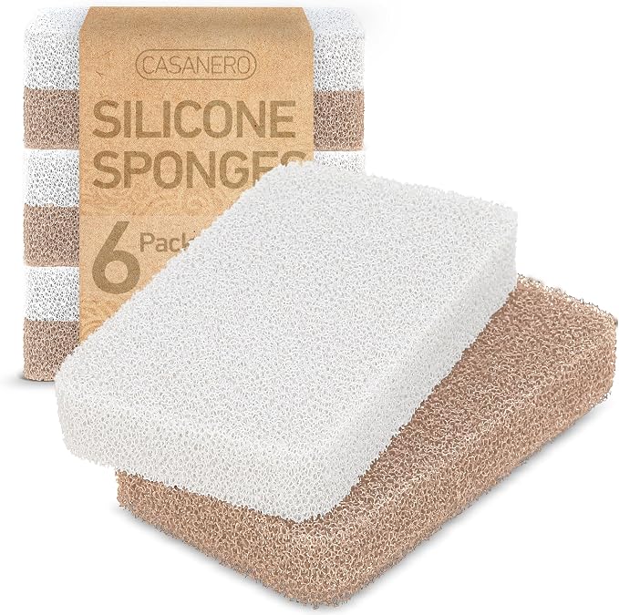 Casanero 6-Pack Silicone Scrubbing Sponges, Heavy-Duty, Non-Scratch | Reusable by Unknown