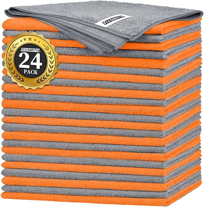 FIXSMITH Microfiber Cleaning Cloth -Pack of 24, Highly Absorbent Cleaning Rags by FIXSMITH