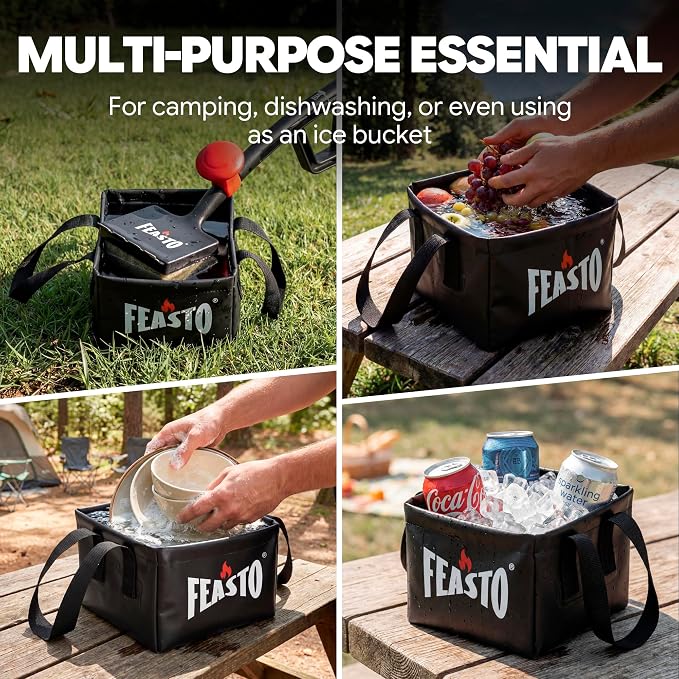 Collapsible Water Bucket for Grill Brush Cleaning & Soaking, Foldable Square - Image 7
