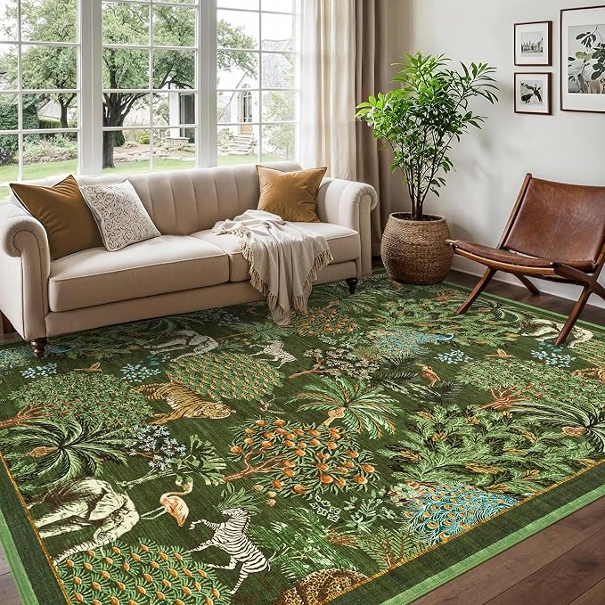 GarveeHome Jungle Animal Print Rug 6x9 Washable Area Rugs - Image 2