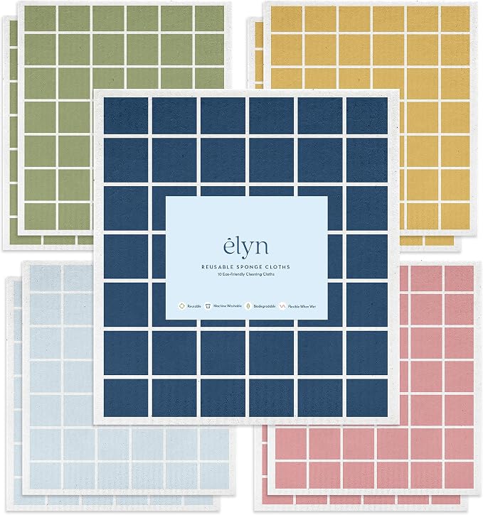 ELYN Swedish Dishcloths, Reusable & Washable Sponge Cloths, Absorbent Cleaning by ELYN