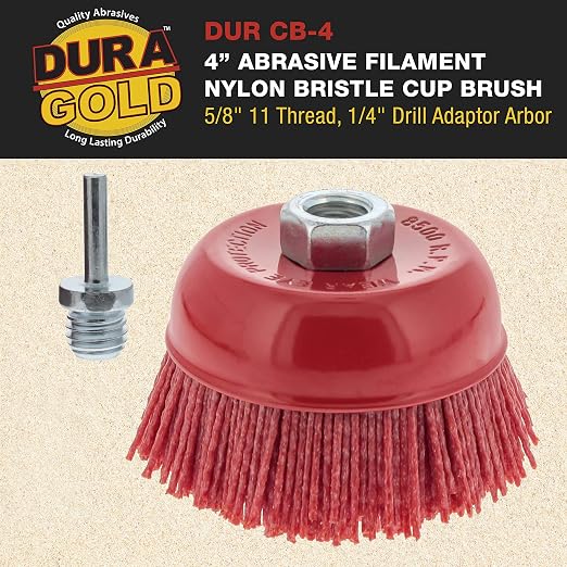 Dura-Gold 4" Abrasive Filament Nylon Bristle Cup Brush - Image 2