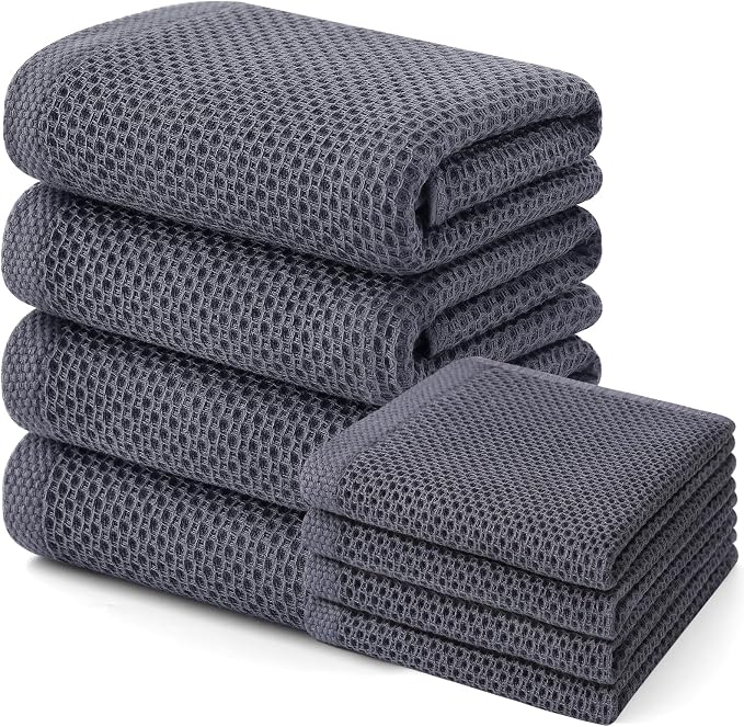 Homaxy 100% Cotton Kitchen Towels and Dishcloths Set, Large 12 x 12 Inches and by Homaxy