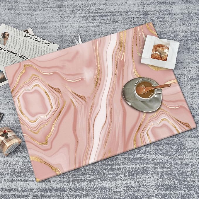 Pink Golden Dish Drying Mat for Kitchen Counter Absorbent Reversible Rose Pink - Image 6