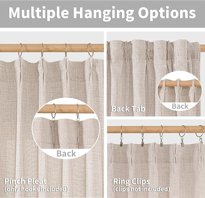 YoungsTex Natural Linen Curtains 40 Inch Length - Image 5
