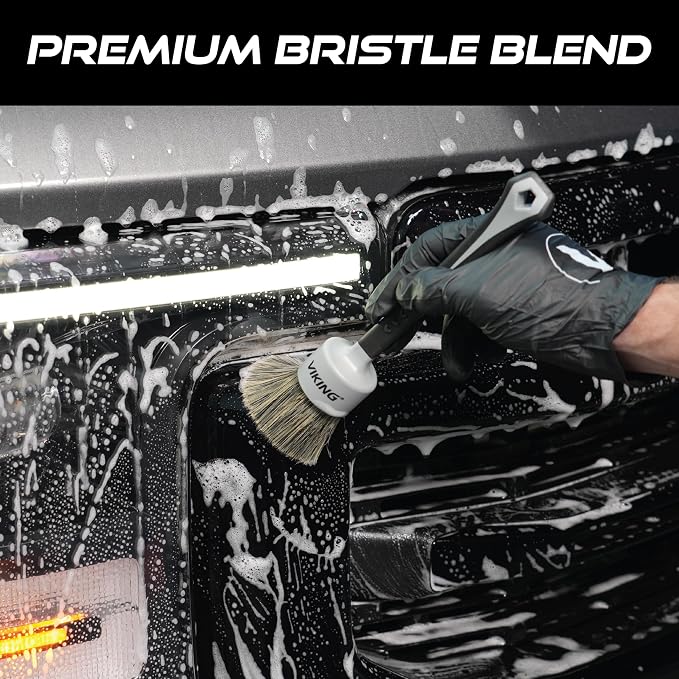 VIKING Exterior Detailing Brushes, Premium Boars Hair and Synthetic Bristles - Image 2