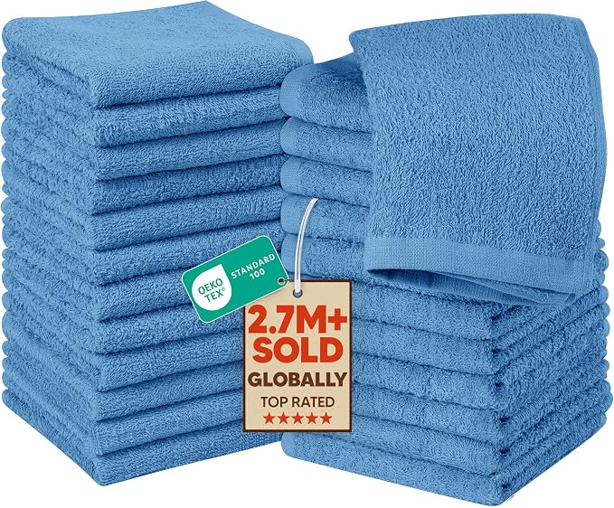 Utopia Towels 24 Pack Cotton Washcloths Set, 100% Ring Spun Cotton, Highly by UTOPIATOWELS