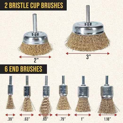 Dura-Gold 12-Piece Abrasive Brass-Coated Wire Wheel, Cup Brush, and End Brush - Image 4