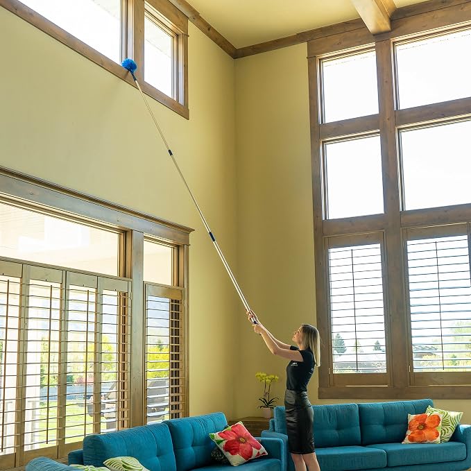 Cobweb Duster, Extendable Reach 20 feet, Ceiling Fan Duster | 3-Stage Aluminum - Image 8