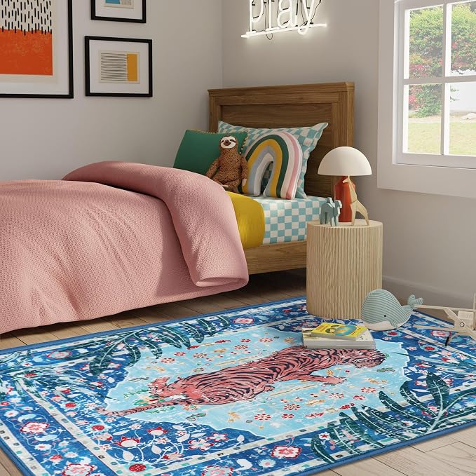 4x6 FT Leopard Rug for Living Room Vintage Animal Rug Aesthetic Rugs for Girls - Image 6