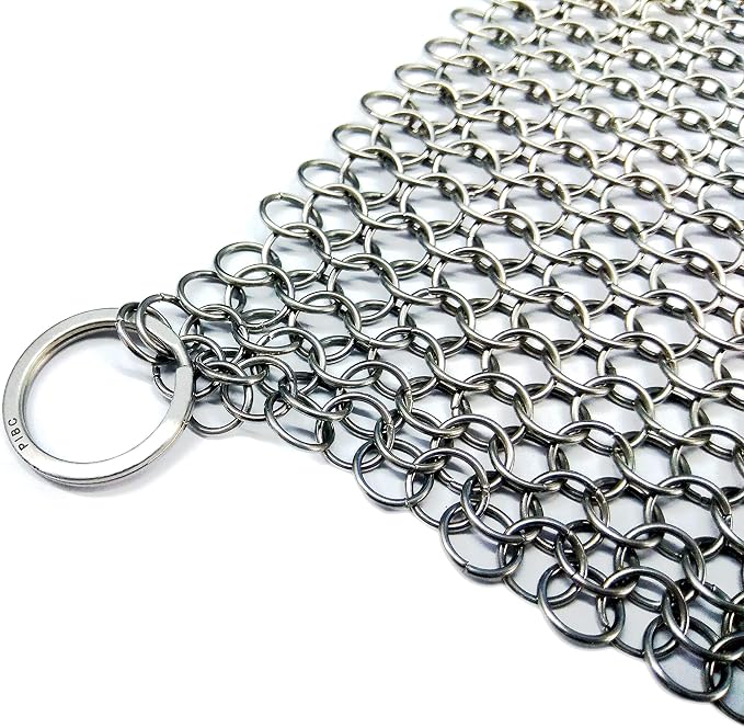 Cast Iron Cleaner 8"x6" 316L Stainless Steel Chainmail Scrubber - Image 8
